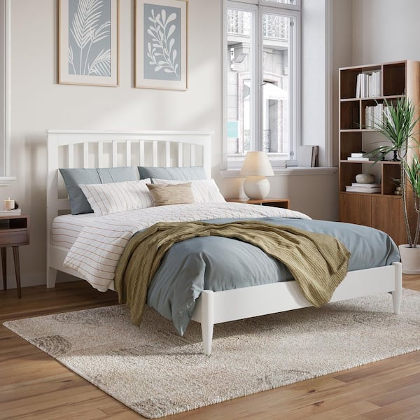 AFI Becket White Solid Wood Frame Full Low Profile Platform Bed