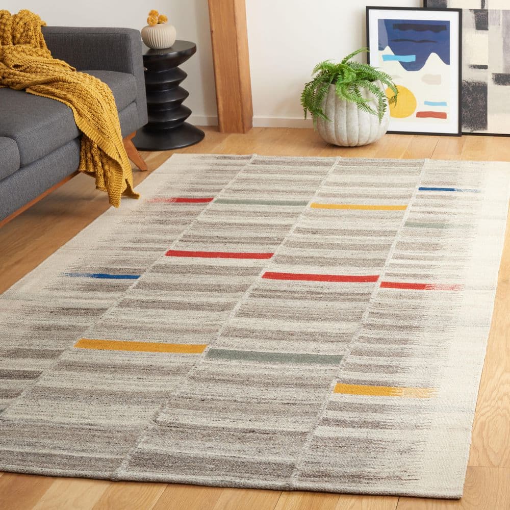 Kilim 5 ft. x 8 ft. Ivory/Gray Faded Striped Area Rug price history on PriceWatchPro