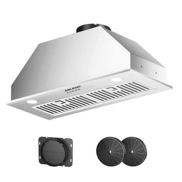 30 in. 600 CFM Convertible Ducted to Ductless Insert Range Hood in Stainless Steel with 3-Speed and LED Lights