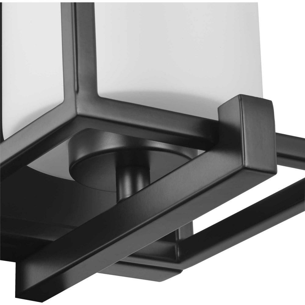 Matte Black Steel Wall Sconce with Opal Glass Shade