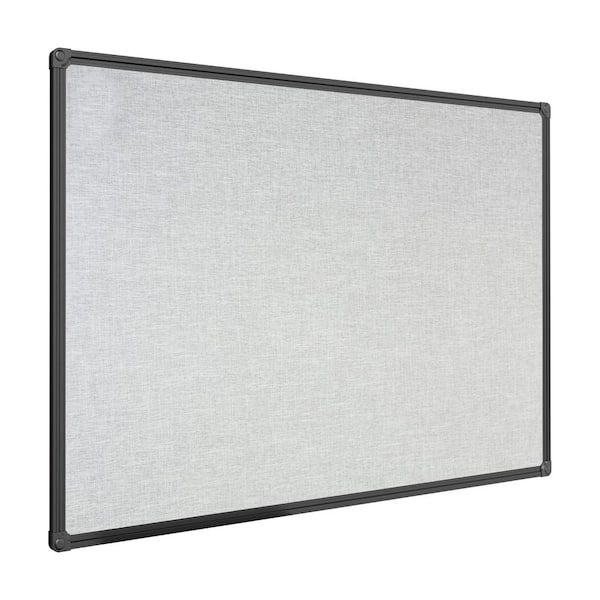 36 x 24 Inch Linen Cork Bulletin Board Wall Mounted Memo Pin Board with Black Aluminum Frame Grey for Office Home School