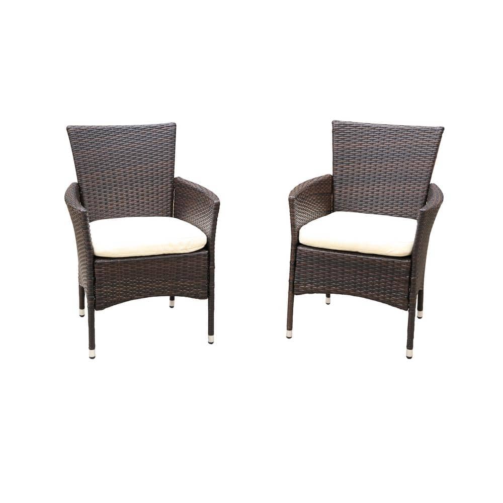 2-Piece Metal Patio Conversation Set with Beige Cushions
