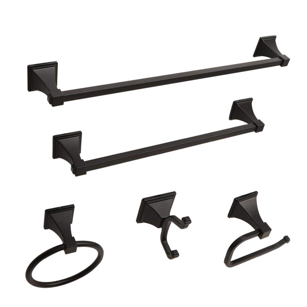 Cholet 5-Piece Bath Hardware Set with Towel Hook and Ring Toilet Paper Holder Towel Bars in Oil Rubbed Black price history on PriceWatchPro