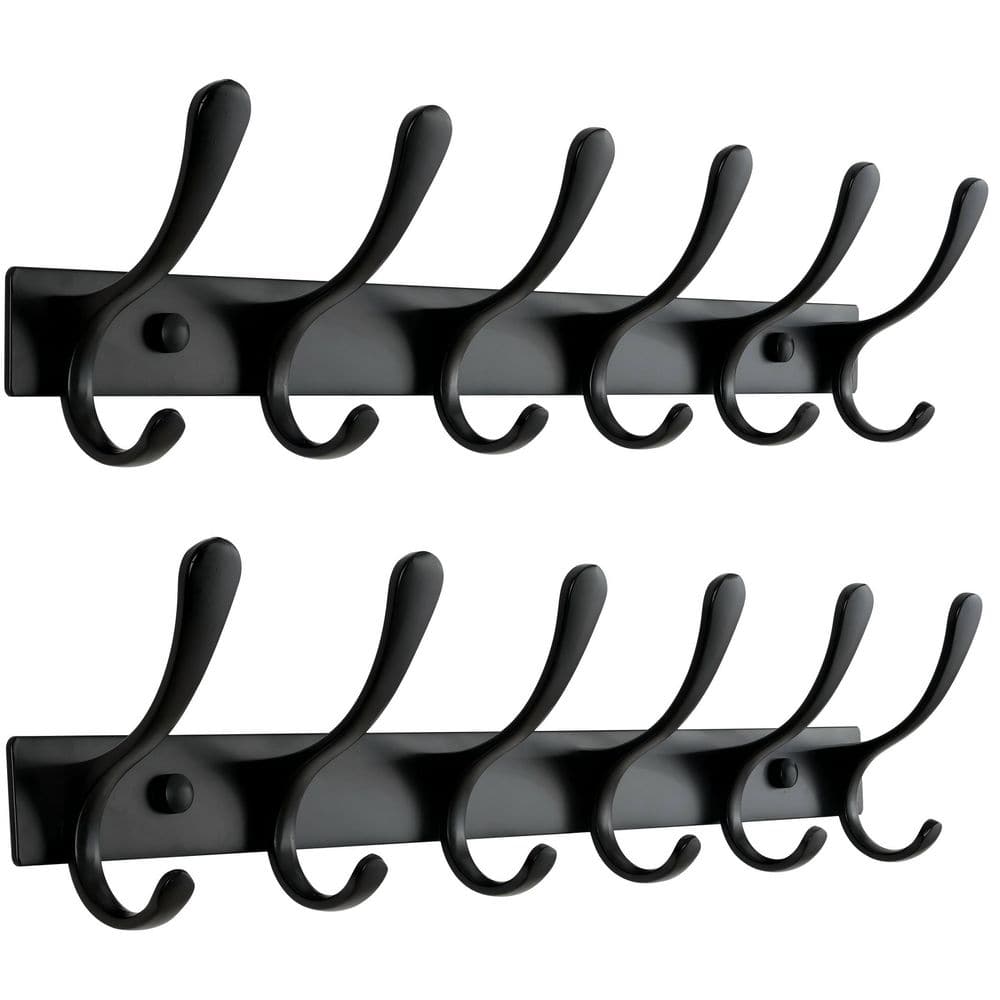 Heavy Duty Wall Mounted Coat Rack with 6 Hooks, Stainless Steel Sturdy Coat Hooks for Clothes, Hat, Black (2-Pack) price history on PriceWatchPro
