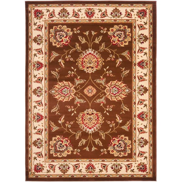 SAFAVIEH Lyndhurst Brown/Ivory Doormat 3 ft. x 5 ft. Border Floral Geometric Area Rug
