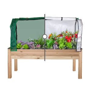 23 in. x 72 in. x 30 in. Elevated Cedar Planter, Greenhouse and Bug Cover