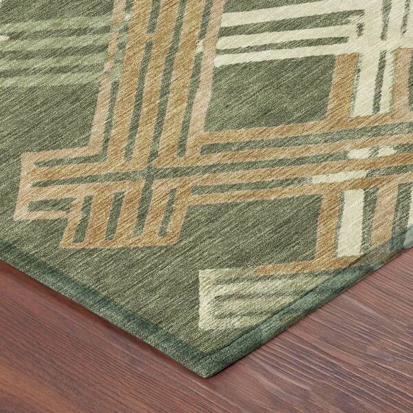 Chantille Machine Washable Indoor/Outdoor Abstract ACN2452 Olive 2 ft. x 3 ft. Accent Rug