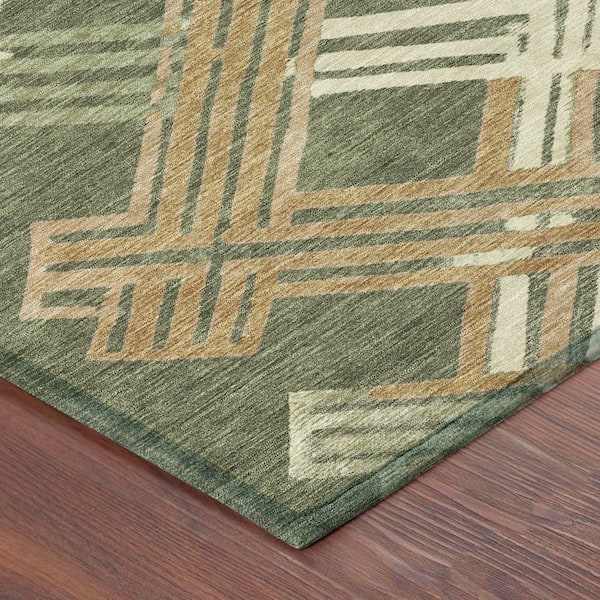 Chantille Machine Washable Indoor/Outdoor Abstract ACN2452 Olive 5 ft. x 7 ft. 6 in. Area Rug