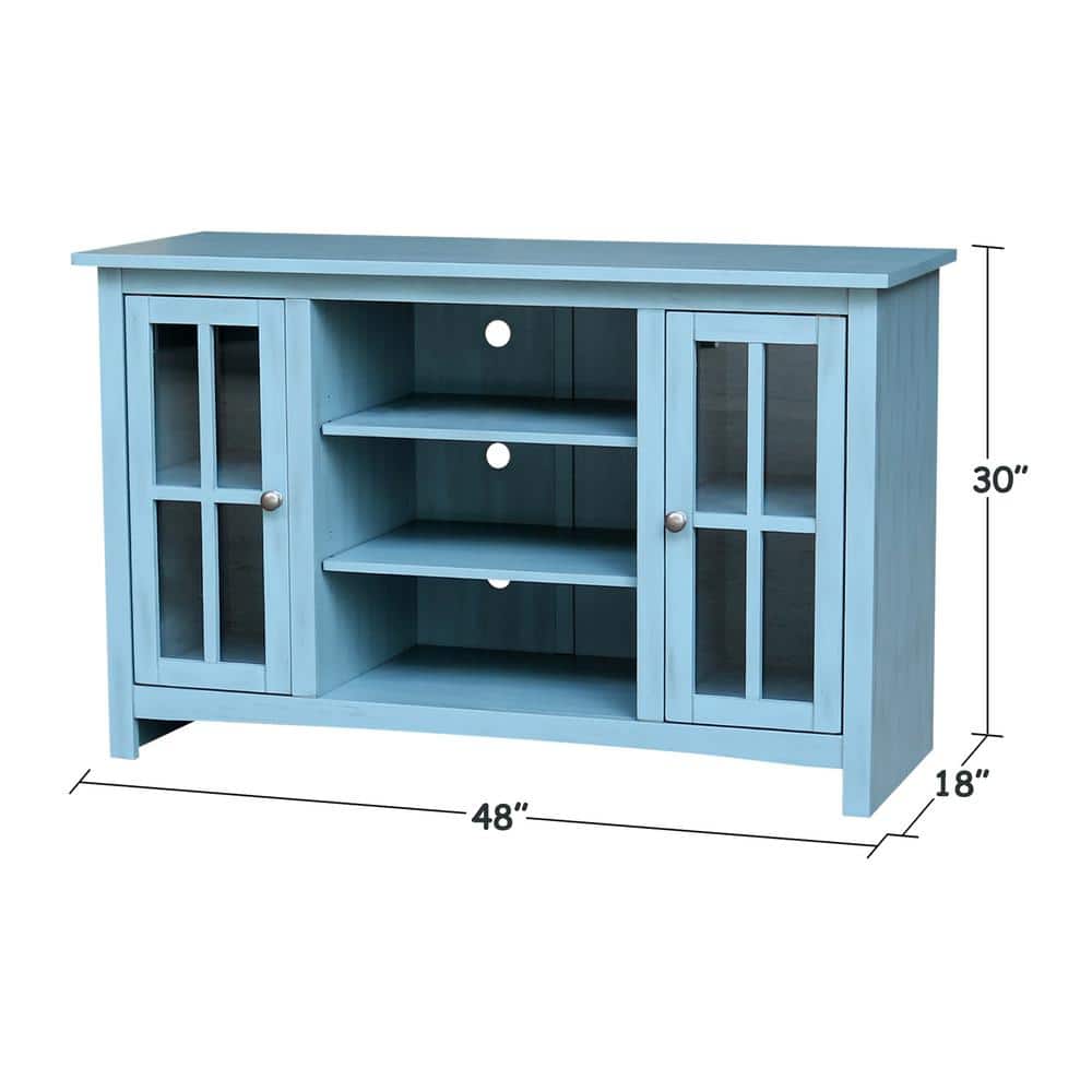 Elegant Gray 53" Solid Para Wood TV Stand with Cabinet Doors