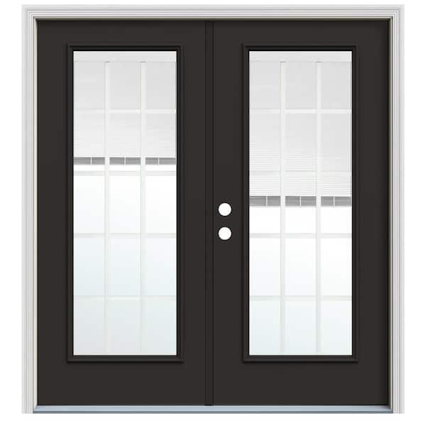 72 in. x 80 in. 15 Lite Chestnut Bronze Right-Hand/Inswing Low-E Fiberglass French Patio Door with BBG
