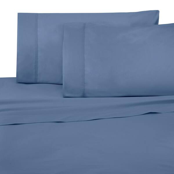 Under The Canopy Brushed Organic Cotton 3-Piece Blue Solid 300 Thread Count Twin Sheet Set