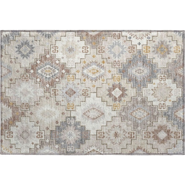 Mayfield Premium Machine Washable Abstract AMF2123 Ivory 2 ft. x 3 ft. Accent Rug