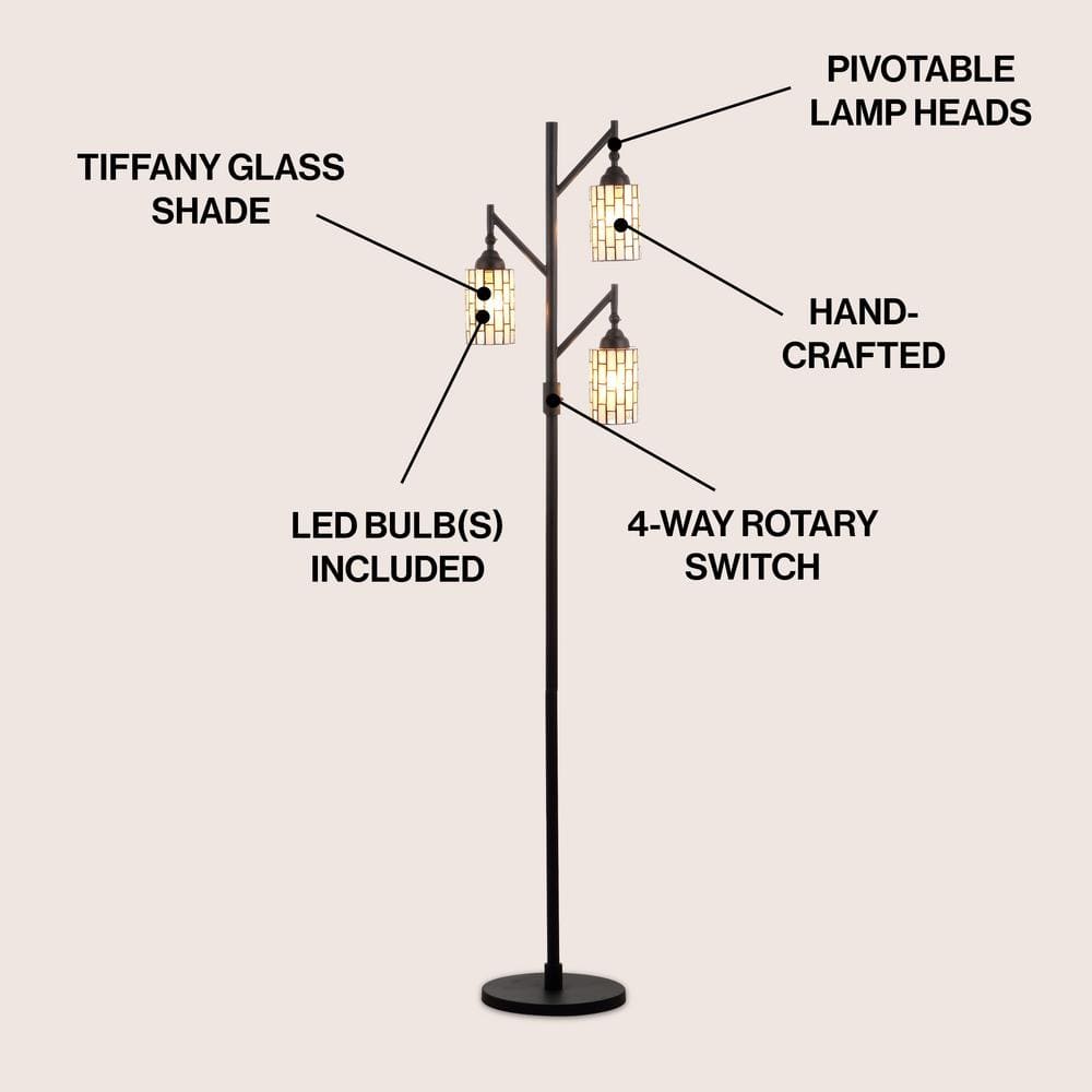 Lewis 71" Bronze Multi-Light Stained Glass Floor Lamp