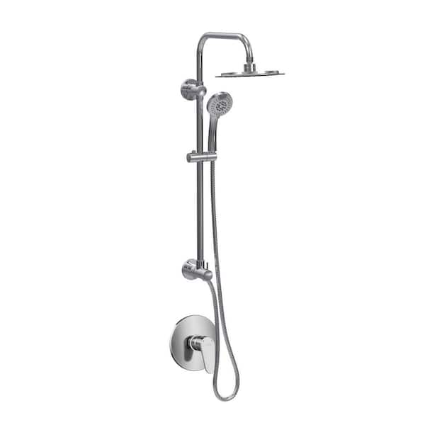 PULSE Showerspas SeaBreeze 3-Spray Settings 1.8 GPM 8 in. Wall Mounted Fixed and Handheld Shower Head with Mixing Valve in Chrome