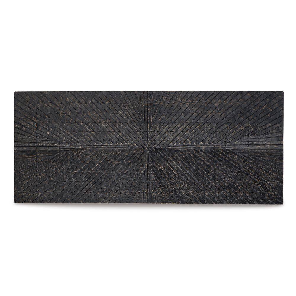 Antique Black Sunburst Wood Wall Decor, 20 x 48 Inch