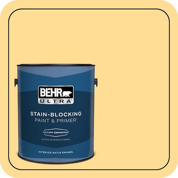BEHR ULTRA 1 gal. #350B-5 Straw Hat Extra Durable Satin Enamel Interior Paint & Primer
