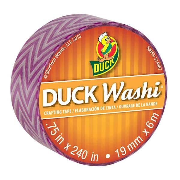 Duck 0.75 in. x 6.6 yds. Purple Chevron Washi Crafting Tape