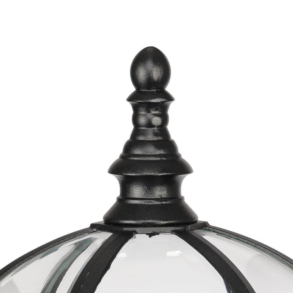 Textured Black Outdoor Post Lantern with Clear Beveled Glass