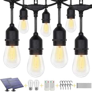 15-Light Each 50 ft. Outdoor Solar LED S14 Edison Bulb String-Light with Remote (2-Pack)