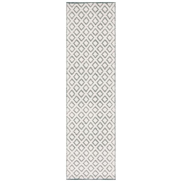 Vermont 2 ft. x 8 ft. Ivory/Green Geometric Runner Rug