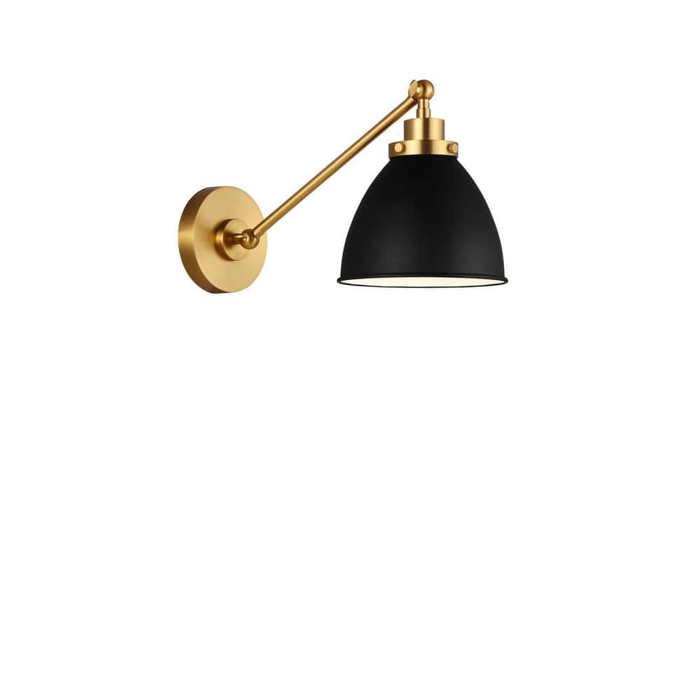 Midnight Black and Burnished Brass Dimmable Plug-In Sconce