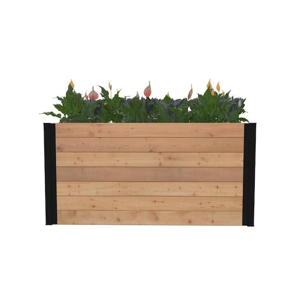 Vita Mezza 39"L x 16"W x 19"H Small Cedar Parklette Planter, Golden Brown, VT17715