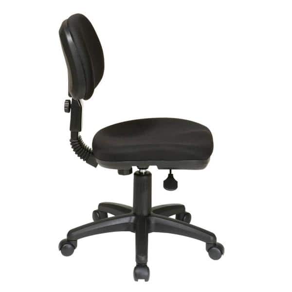 Swivel Armless Black Fabric Task Chair with Metal Frame