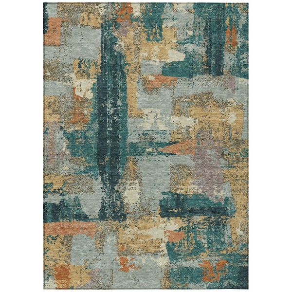 Chantille Machine Washable Indoor/Outdoor Abstract ACN2212 Seafoam 8 ft. x 10 ft. Area Rug