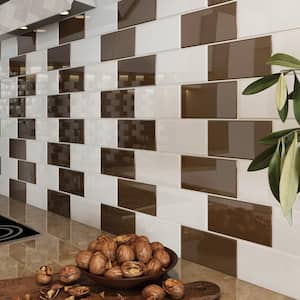 Classic Brown 3 in. x 6 in. x 8 mm Glass Subway Tile (5 sq. ft./case)