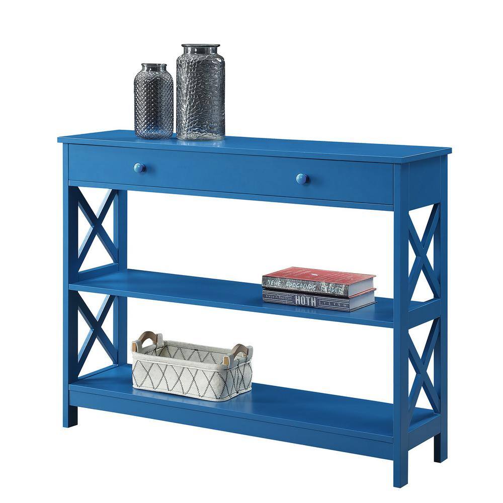Modern Oxford Blue Console Table with Drawer and Shelves
