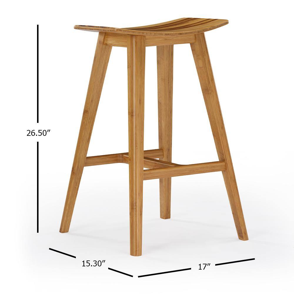 Caramelized Bamboo Saddle Counter Stool with Exotic Tiger Inlay