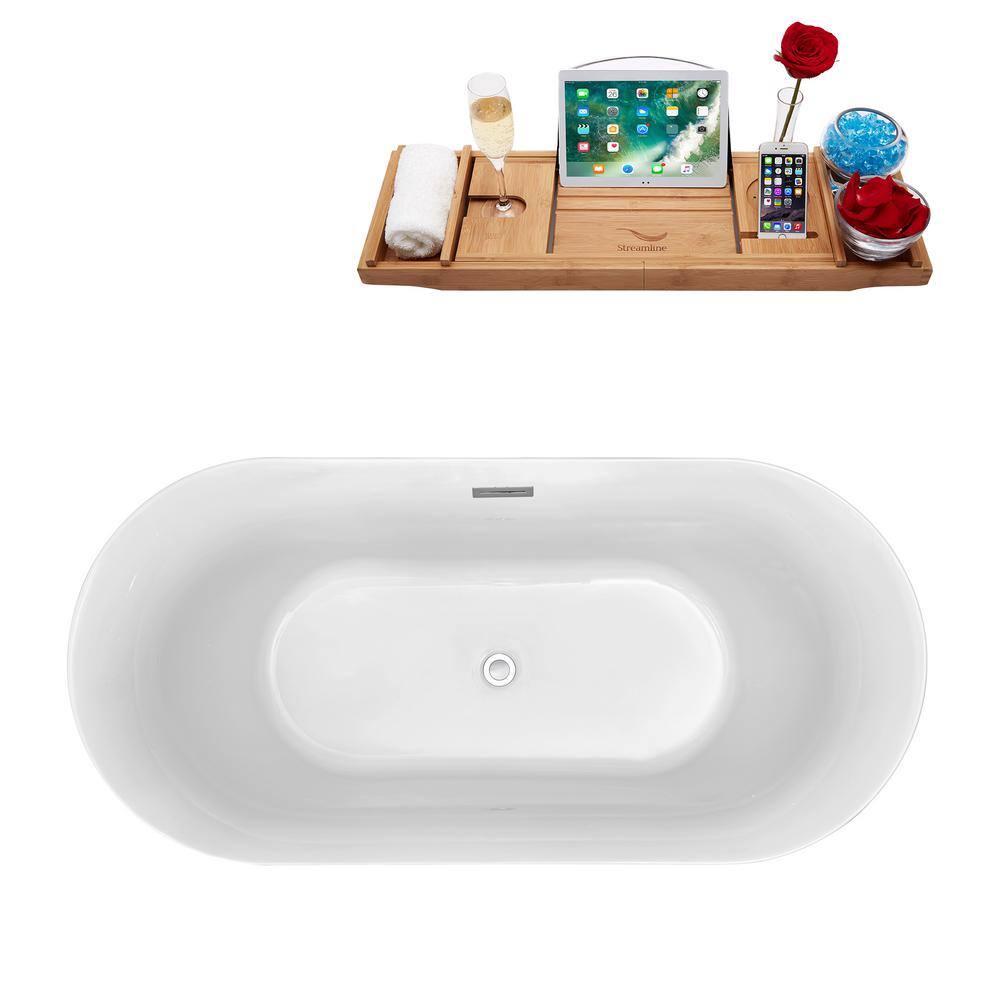 67" Black and White Acrylic Freestanding Clawfoot Bathtub