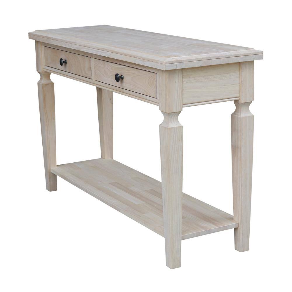 Vista 56'' Unfinished Solid Hardwood Console Table with Storage