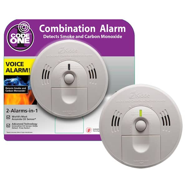 Kidde Code One Battery Operated Combination Smoke and Carbon Monoxide Detector with Ionization Sensor and Voice Alarm