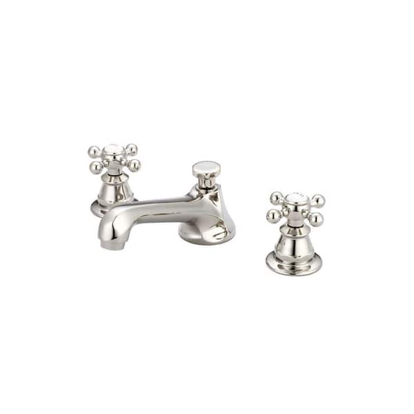 Water Creation 8 in. Widespread 2-Handle Century Classic Bathroom Faucet in Polished Nickel PVD with Pop-Up Drain