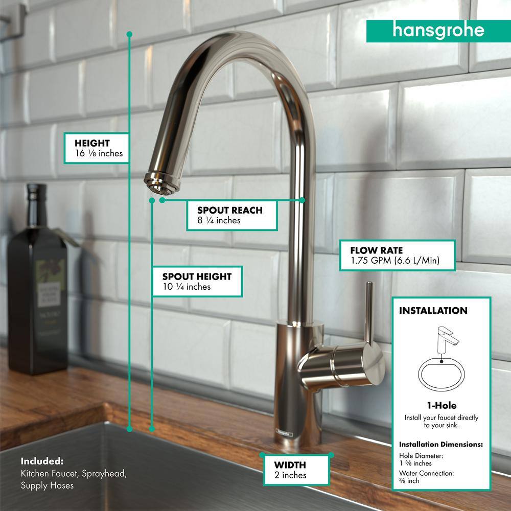 Polished Nickel Single Handle Pull-Down Kitchen Faucet