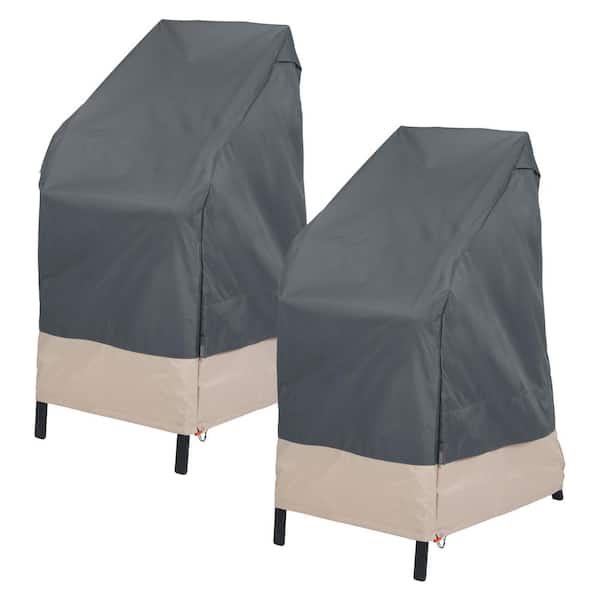 MODERN LEISURE 27 in. L x 27 in. W x 49 in. H, Gray Renaissance Ultralite Stackable High Back Bar Chair Cover (2-Pack)