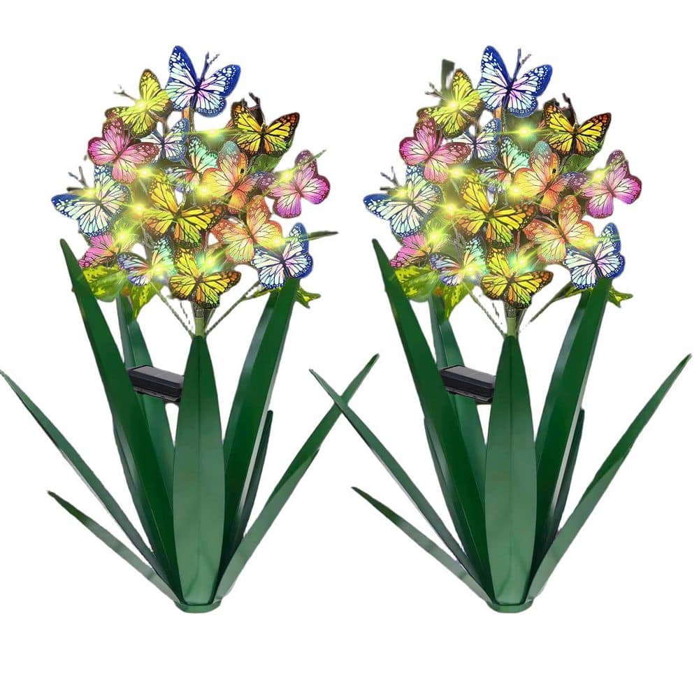 2 pcs Green Solar Metal Agave Butterfly Flower Stick Garden Sculpture price history on PriceWatchPro