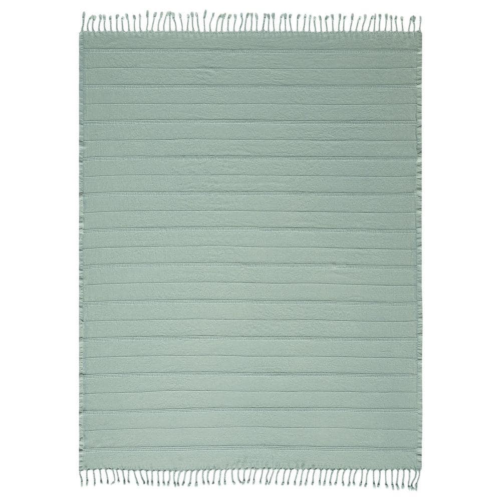 Alistaire Aloe Green Farmhouse All Natural Turkish Cotton Throw Blanket