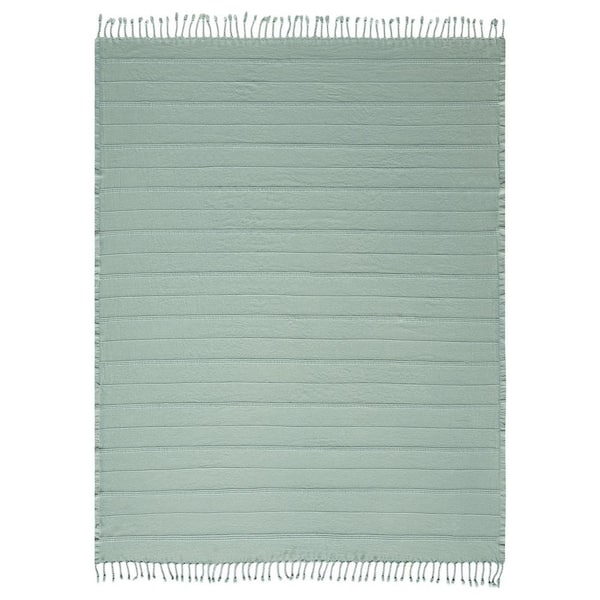 Unbranded Alistaire Aloe Green Farmhouse All Natural Turkish Cotton Throw Blanket