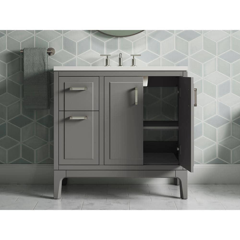Seer 36-Inch Mohair Gray Bathroom Vanity with Quartz Top