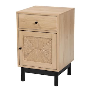 Cherelle 15.7 in. Light Brown and Black Rectangle Engineered Wood End Table