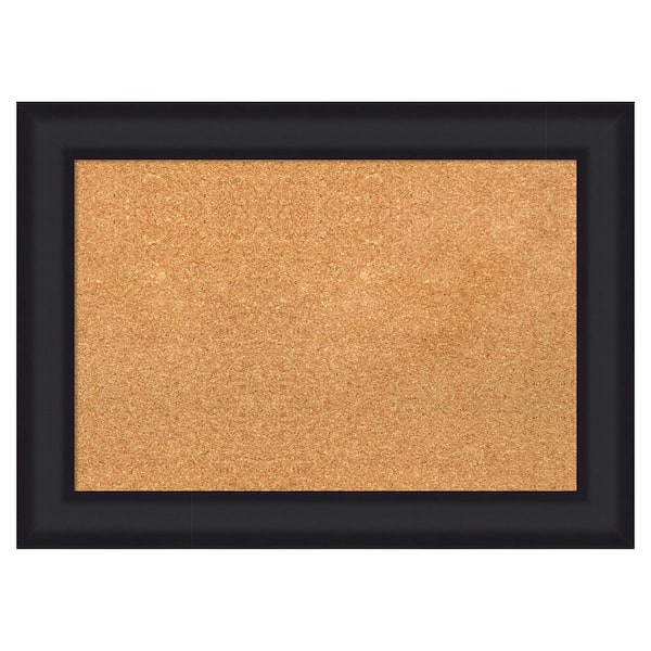 Oliver Black 29 in. x 21 in., Wood Framed Natural Cork Memo Board