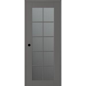 Vona 18 in. x 84 in. Right-Hand 10-Lite Frosted Glass Gray Matte Composite DIY-Friendly Single Prehung Interior Door