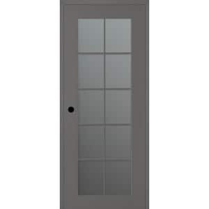 Vona 30 in. x 96 in. Right-Hand 10-Lite Frosted Glass Gray Matte Composite DIY-Friendly Single Prehung Interior Door