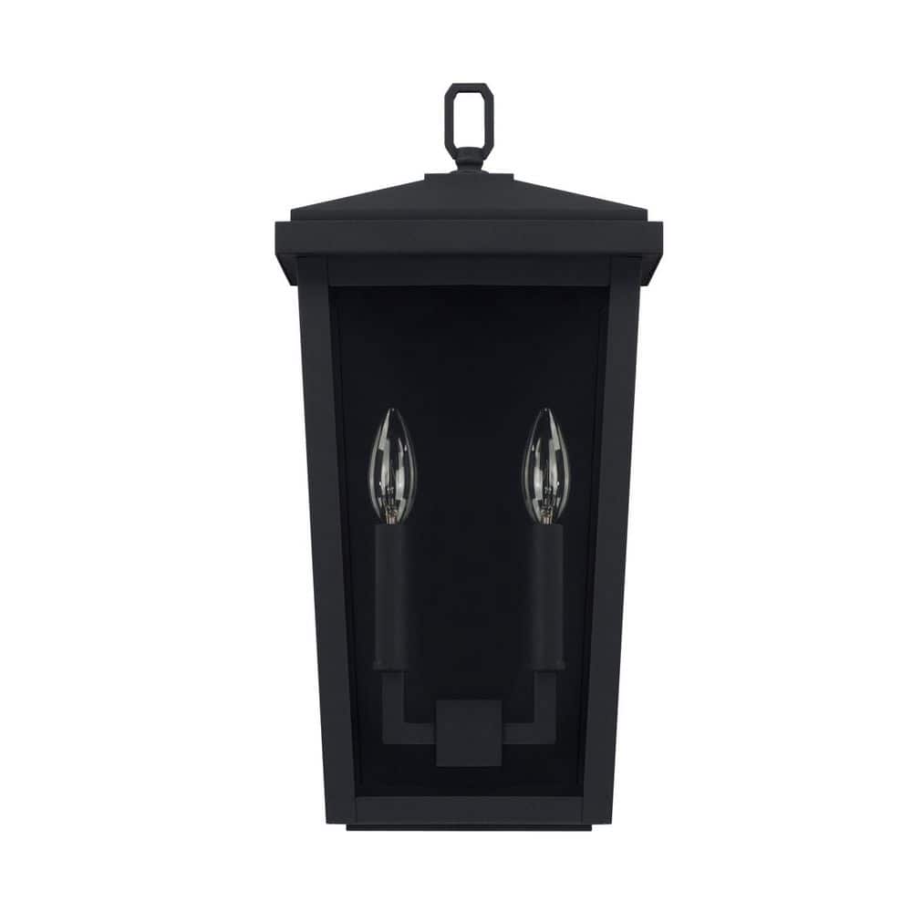 Donnelly 9 in. W x 18 in. H 2-Light Clear Glass Outdoor Flush Wall Lantern in Black price history on PriceWatchPro