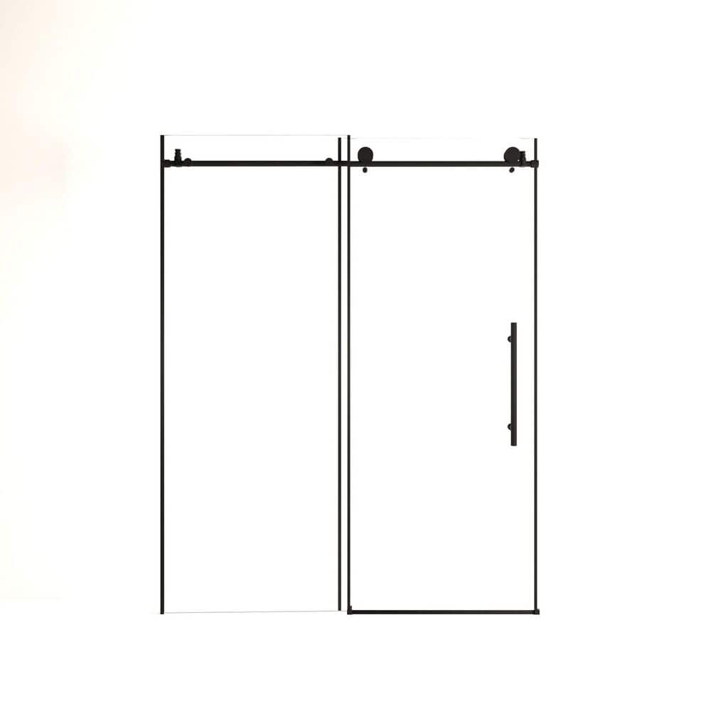 60 in. W x 76 in. H Single Sliding Frameless Shower Door in Matte Black Finish with Clear Glass price history on PriceWatchPro