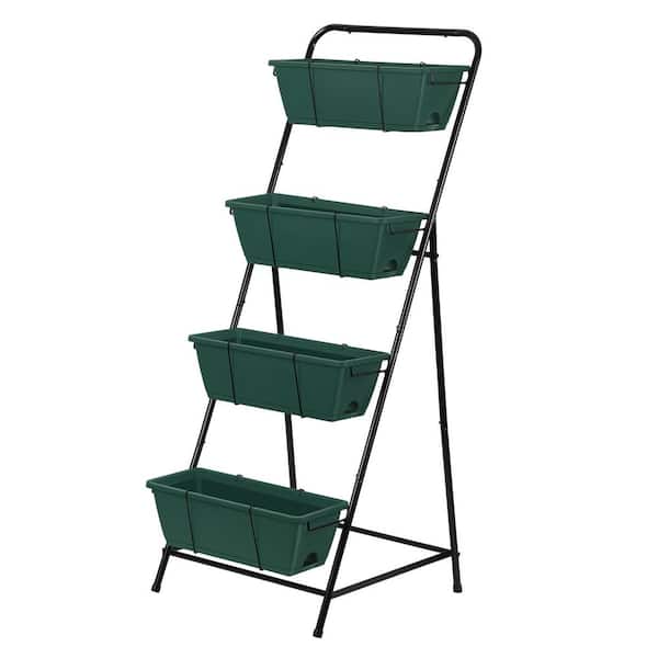 Oumilen Raised Garden Bed 4-Tier Vertical Plastic Garden Planter, Green