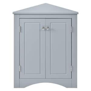 17.2 in. W x 17.2 in. D x 31.5 in. H Blue Bathroom Floor Triangle Corner Storage Linen Cabinet with Adjustable Shelves