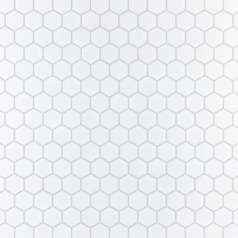 Merola Tile Metro 2 in. Hex Matte White 11-1/8 in. x 12-5/8 in. Porcelain Mosaic Tile (10.0 sq. ft./Case)